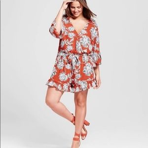 Who What Wear Burnt Orange Floral Romper